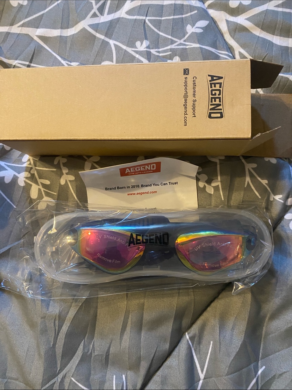 New Aegend Kids Mirrored Swim Goggles - Rainbow Lenses
